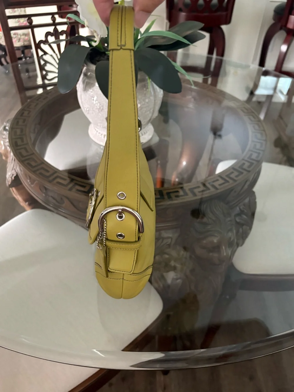 🤍🤍VINTAGE COACH RARE Y2K RARE CHARTREUSE SOHO LEATHER SHOULDER BAG!🤍🤍9247